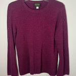 Bob Mackie  Metallic Sparkle Burgundy Crew Neck Button Sleeve Sweater Top Size S Photo 0