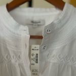 Madewell Embroidered Puff-Sleeve Band-Collar Shirt White Blouse Top NWT Size 14 Photo 2