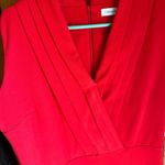 Calvin Klein  Red Vneck Pleated Dress Size 12 New NWT Flattering Business wear Photo 2
