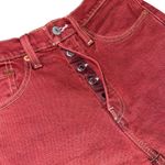 Levi's Levi’s 501 High Rise Red Jean Shorts Women’s 25 Raw Hem Frayed Button Fly Denim Photo 3