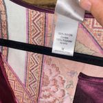 Natori NWT  Orange Pink Floral Paisley Patchwork Satin Kimono Pajama Top Medium Photo 4