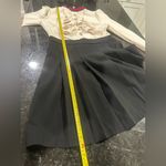 white ruffle bib dress pleated black knee length skirt Sz L cotton poly silk Size L Photo 6