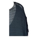 ZARA  Sweater Women Small Black Open Knit‎ V Back Fringe Sides Short Sleeve Tunic Photo 4