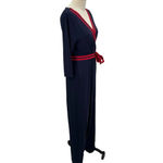 Boden Isla Wrap Jumpsuit Navy Blue / Red Size US 8R Blue Photo 4