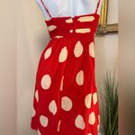 Adrianna Papell Pleated Adjustable Strap Red Polka Dot Mini Dress Size 4 Photo 3