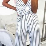 Pink Lily Striped Jumpsuit Photo 0