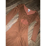 l*space L  Ruched Anthropologie Midi Dress  spring revolve boho party cut out knit Photo 3