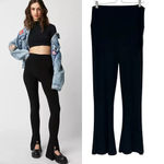 Norma Kamali Norma Kamali Spat Leggings in Black Flare Front Slit Stretch Size XL Photo 1