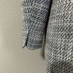 ZARA  New Blue White Round Collar Long Structured Blazer Shoulder Pads Size XL Photo 13