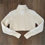 Cecilie Bahnsen Giselle Wool Alpaca Cableknit Turtleneck Crop Sweater Ivory XS/S White Photo 5