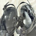 Coach  Caleigh Sandals T Strap Studded Thong Patent Leather Size 6 Black Summer Photo 4