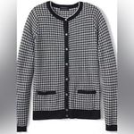 Lands' End  Black & White Houndstooth Supima Cotton Cardigan (XL Petite w/pockets Photo 9