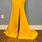 Vibrant Yellow One Shoulder Ruffle Dress Size Large Gold Photo 8