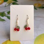 Cherry Earrings, Pearl Charm Dainty, Cute, Coquette, Cottagecore, Retro, Casual Red Photo 0