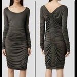 All Saints Milla Black Long Sleeve Ruched Knee Length Dress Size 4 Photo 1