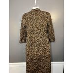 EXPRESS Shirt Dress Womens 8 Brown Leopard Print 3/4 Sleeve Button Knee Length Photo 5