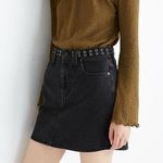 Madewell  Rigid Denim A-Line Mini Skirt: Grommet Edition Photo 0