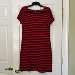 CHAPS dress red and navy blue stripes L Photo 2
