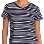 Isaac Mizrahi New York short sleeve v-neck pullover tee black and white Photo 0