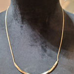 Women's Gold Tone Curved Bar Necklace With Lobster Clasp Snake Chain Design Photo 0