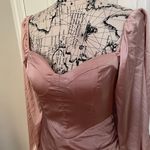 NWOT D&M Vintage y2k Satin Long Puff Sleeves Heart Neck Bodycon Cocktail Blush Pink Mini Dress M Draped Coquette Pastel Size M Photo 1