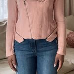 Mystree Trendy Pink Textured Zip-Up Jacket Photo 0