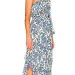 MISA Los Angeles x REVOLVE Vola Dress Flora Azulia Ome Shoulder Blue Metallic XS Photo 2