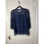 Blu Pepper  Blue Lace Boho Flowy Victorian Bell Sleeve Tunic Blouse Women's Small Photo 1