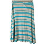 NORDSTROM Stem women's size small hi low skirt aqua plummage striped super soft Tan Photo 6