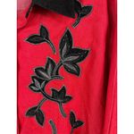VTG Victor Costa Occasion 3X Red Black Velvet Collar Western Floral Snap Top Photo 2