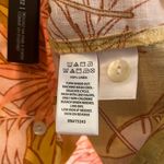 Tahari  Yellow Palm Print Linen Button Front Tank Top Size Large Photo 4