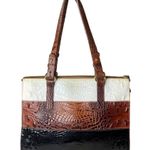 Brahmin  Asher Tri Color Croc Embossed Leather Top Zip Tote Shoulder Bag Photo 0