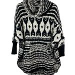 Free People  Sz M Poncho Sweater Rosie Lee Cowl Neck Chunky Knit Oversized Aztec Photo 1