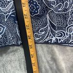 Women's Navy & White Floral Short Sleeve Top Sz M/L Flutter Sleeve Sharkbite Hem Blue Size M Photo 5