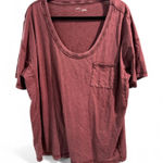 Aerie  Burgundy V Neck Oversized Shirt- Size Large Photo 0