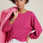 Anthropologie Arya Textured Boho Blouse Women's XS Pink Elastic Cuffs Comfy Photo 0