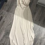 Mable Cream Satin Jumpsuit Tan Size M Photo 0