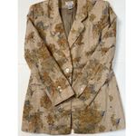 Jennifer Moore  Taupe Floral Watercolor Print  Linen Jacket Blazer Sz… Photo 5