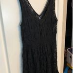 Free People sheer black floral lace mini dress with a beaded v-neck Photo 3