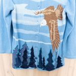 VTG Storybook Knits Womens Cardigan Size L Blue Eagle Scenic 90s Artsy Sequin Size L Photo 2