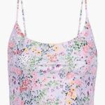 Alice + Olivia Penny Cropped Floral Print Stretch Tank Lavender Athleisure Yoga Photo 0