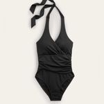 NWT Boden Levanzo Halter neck one piece swimsuit black ruched body sculpting Size 6 Photo 3