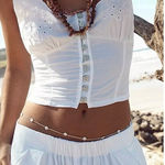 Free People NWT Delicate Flower Belly Chain In Red Photo 0