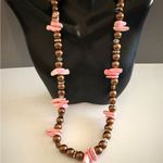 Pink Natural Gemstone Chocolate Colored Faux Pearl Necklace Photo 2