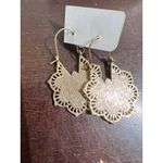 Brass Toned Boho Cut Metal Earrings Filigree Indian Asian Inspired Lightweight Brown Photo 1
