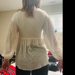 ZARA NWOT  white v neck baby doll long sleeve top / shirt/ blouse! Photo 8