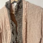 Chico's  Wool Cardigan Ruffled Trim Textured Knit Open Classic Career Sweater Lg Photo 3
