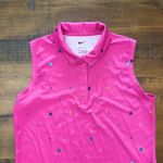 Nike  Dri Fit Pink Sleeveless Golf Polo Shirt Women's S Geometric Print Photo 1