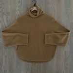 Vince Fringe Cuff Funnel Neck Dolman Sleeve Sweater in Light Bronze Size Small Photo 3