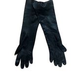 1960s French Cocktail Long Black Leather Ladies Gloves Vintage Below Elbow Photo 11